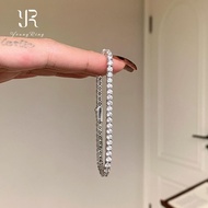 ✨Store Recommended✨Korean Simple Silver Cube Sugar Full Diamond Bracelet Women 2026 Flashing Fashion
