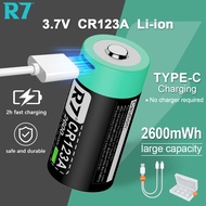 R7 CR123A Rechargeable Battery 2600mAh 3.7V Type-C Direct Charge No Charger Needed