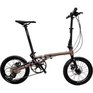 FNHON (Unassembled)GUST 349 Adult 16" 9s Mechanical Disc Brake Folding Bike-Rose Gold