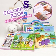 Children Crayon Gouache Painting Book Set Drawing Coloring Book Art Painting Doodle Book Cartoon Kid
