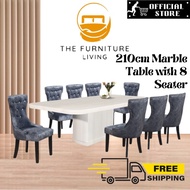 (Installation) 8 Seater Synthetic Mable Dining Table Set/ Meja Makan Batu Marmar/ 大理石桌子 (7-14 Delivery)