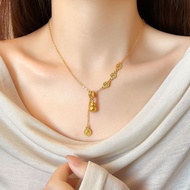 Necklace New Brand Ancient Method Character Feel Round Transfer Feel Sand Gold High-End Chinese Retr