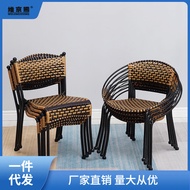 BW-6💖Rattan Dining Chair Rattan Chair Single Seat Chair Household Small Rattan Chair Outdoor Balcony Leisure Small Ratta