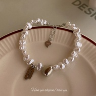 Sweet Cool Baroque Pearl Heart Bracelet Fashionable Lucky Lucky Tag Bracelet Bracelet Bracelet 25.9.
