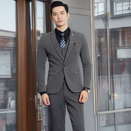 GUKENRO 3PCS Blazer For Men Korean Slim Formal Terno Wedding Office Dinner Pure Color Classical Eleg