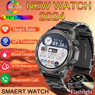 2024 New Smart Watch Flashlight Compass Men Watch GPS Track Sport Watch Bluetooth Call Healthy Heart Rate SmartWatch