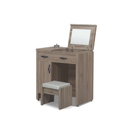 [特價]ASSARI-派蒙2.7尺化妝桌椅組(寬80x深40x高83cm)灰橡木