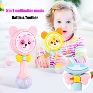 Baby Toy Shaker Sand Hammer Toy Dynamic Rhythm Stick Rattles Musical Drum Toy Gift for 0-24 months B