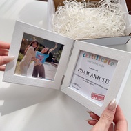 Double White Photo Frame Size 10x10cm, 12x12cm Mica Face_Folding Photo Frame