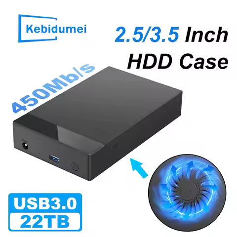 2.5/3.5 Inch HDD Case SATA to USB 3.0 Adapter SSD External Hard Drive Enclosure Cooling Fan 450Mb/s 