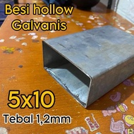 Besi hollow galvanis 5x10 , tebal 1,2mm besi holo kotak. ukuran tersedia mulai 110cm sampai 200cm