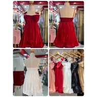 Jms - 802 Short ribbon dress/ babydoll ribbon mini dress/ Front ribbon mini dress/ Beautiful ribbon 