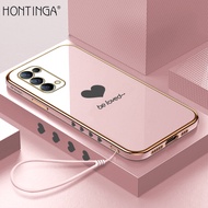 Hontinga Casing Case For OPPO Reno 5 Reno5 5G 4G Case Fashion Lover Heart Luxury Chrome Plated Soft TPU Square Phone Case Full Cover Camera Protection Anti Gores Rubber Cases For Girls