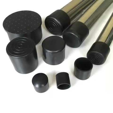 Round Black Chair Table Feet Tube Cover 6mm~63mm Pipe Tubing End Cover PVC Soft Rubber Caps For Furn