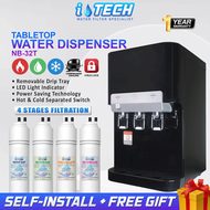 I-TECH Hot Normal Cold Tabletop Water Dispenser NB-32T - Compressor Cooling - 4 Stages Antibacterial