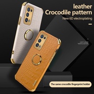 Ốp Điện Thoại Bằng Da Có Giá Đỡ Nhẫn Nam Châm Sang Trọng Cho Oppo Reno 6 5 4 3 2 Pro 5G A53 A94 A9 A