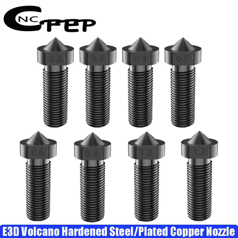 High Quality 2pcs E3D Volcano Hardened Steel Nozzle 3D Printer Parts Hotend M6 Brass E3D Volcano Noz