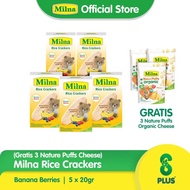 5 Milna Rice Crackers Banana Berries 5x4g Free Nature Puff Cheese