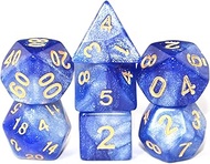 SmartDealsPro 7-Die Glitter Polyhedral Dice Set with Pouches for DND RPG MTG Dungeon and Dragons Tab