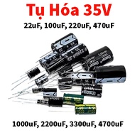 Polarized capacitors 35V 22uF, 100uF, 220uF, 470uF, 1000uF, 2200uF, 3300uF, 4700uF