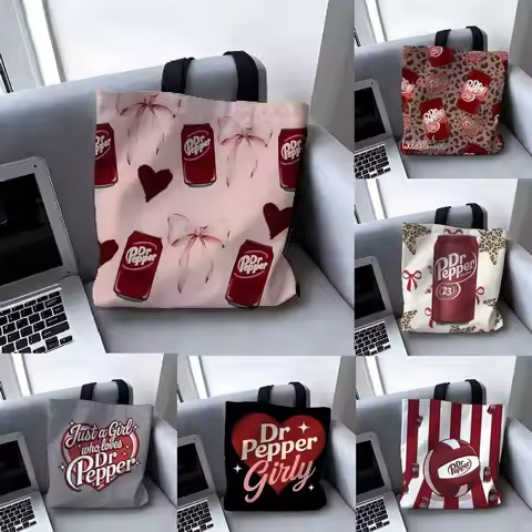 Beverage coffee K-Keurig Dr Pepper 1 Storage Bags Canvas Tote Bag Large Women's Designer Handbags Sh
