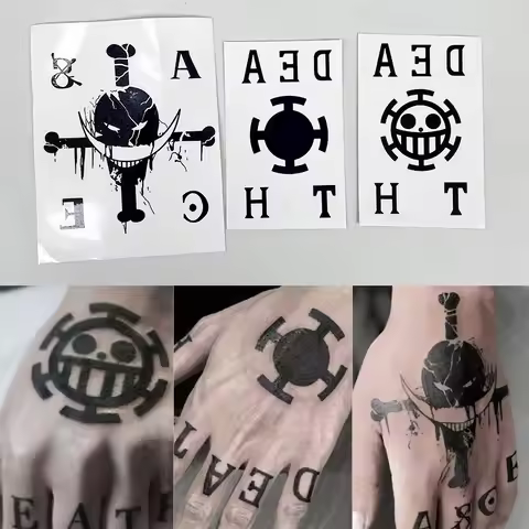 Anime One Piece Cartoon Tattoo Stickers Whitebeard Ace Cosplay Props Waterproof Temporary Tattoo Sti
