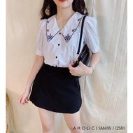 Aholic SM416 1-color puff sleeve shirt