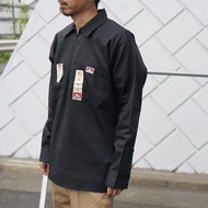 Ben Davis Long Sleeve Half Zip Work Shirt (Black/Brown)