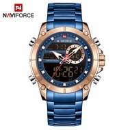 NAVIFORCE 9163 Fashion Casual Quartz Watch Men Stainless Steel Men Army Military Led Clock Male Waterproof Watches