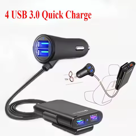 QC 3.0 Quick Charge USB Quick Charge 3.0 Car Charger for Front & Back Car Cigarette Lighter Chargers