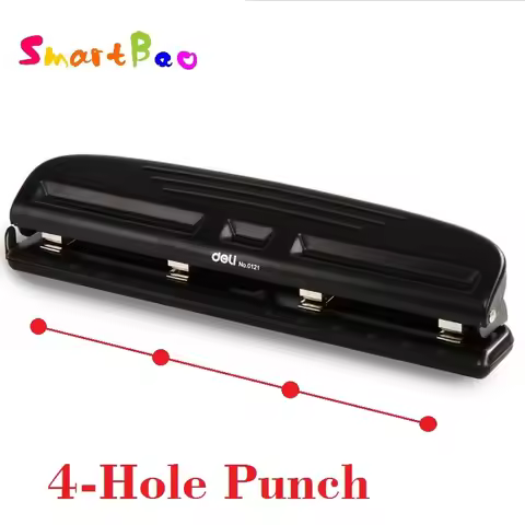 4-Hole Adjustable Hole Punch with Mark Ruler Suitable for A2 A3 A4 Paper, 10 Pieces Paper One Time, 