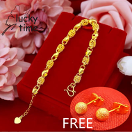 Hot Sale Saudi Gold 18k Bracelet Pawnable for Women Lucky Bracelet Buy 1 Take 1 Free Earrings Gift Happiness Bracelet Hollow Bracelet Hollow Ball Drop Flower Hydrangea Bracelet Bring Good Luck Fashion Jewelr Engagement Birthday Jewellery Gifts