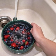 5.9 Inches Self Spinning Plastic Berry Washing Bowl, Berry Washer Bowl With Drain Holes And Vortex W