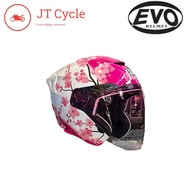 Evo RS9 Sakura Gloss White Pink PSB Approved Open Face Helmet Japanese Art Cherry Blossom