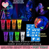 Love.city Body face Paint light Colors Luminous Acrylic Paints Art for kids UV face Party MakeUp glo