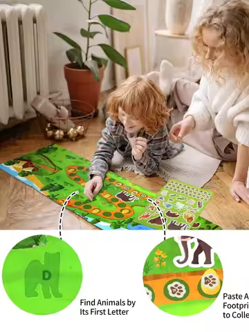 Large Jelly Sticker Book,Waterproof Decals Alphabet Matching Game Activity Books Educational Learnin