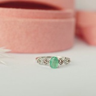 真正的祖母綠寶石戒指，銀