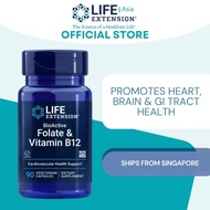 LIFE EXTENSION BioActive Folate & Vitamin B12 Supplement for Heart, Brain, GI Tract, 90 Vegetarian C