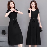 Women's Dress Summer new temperament Korean Dress belt slim fit long dress for woman casual