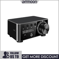 [ammoon]BT 5.0 Digital Power Amplifier 2x50W Dual Channel Audio System Lossless Stereo Sound Receiver Box Supports U-disk &amp; TF Card Playback with 12V Adapter for Connecting Phone Tablet Laptop CD Player TV