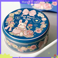 March New Bear Biscuit Dessert Tin Storage Box Cute Rabbite Large Round Metal Case Containers Cookie Baking Packaging Box