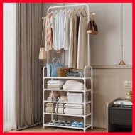 5 Tier Stainless Steel Multipurpose Cloth Rack Storage Organizer Hang Clothes 5 Tier Iron Rack