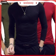 7 Colors Men Casual Slim Fit Solid Color Tshirt Mens Long Sleeve O Neck V Neck Cotton T-shirts(WLJQ1
