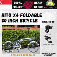 [Free Installation] HITO X4 Foldable Mountain Bicycle 20 Inch 7 Speed Lightweight Compact Foldable Pedal Shimano High Grade