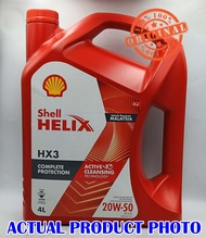 S2U Original Shell Helix HX3 Engine Oil 20W50 4Liter For Proton Perodua Honda Toyota Minyak Hitam Ke