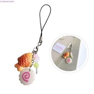 FUSIONFLASH Fish Cake Keychain, Pink Squid Roll Japanese Food Taiyaki Pendant, Phone Lanyard Bag Key