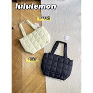 Lulu Eclair Bag 2 Colors Argyle Soft Nylon Top Handle Bag Zipper Closure Handbag