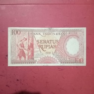 Uang kertas kuno Indonesia Rp 100 pekerja 1958 uang lama TP22yf