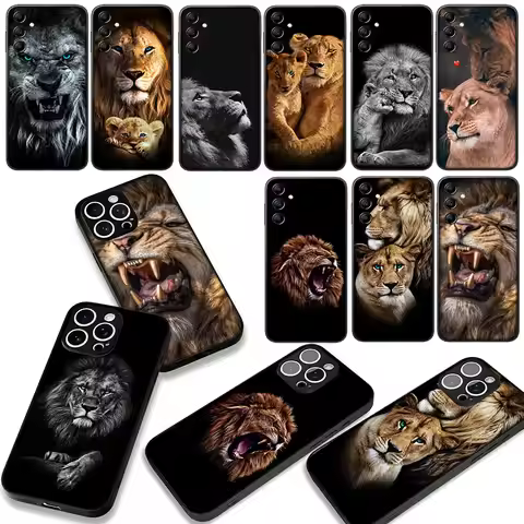 Phone Cover for Apple iPhone 16 15 14 Plus 13 12 Mini 17 Pro Max + 16E Air 16+ ProMax Case Lion Art 