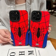 PU นิ่มเคสสำหรับ IPhone 7 8 Plus XR XS Max ฝาหลัง11 12 13 14 Pro Max เคส14 Plus SE 2020ซิลิโคนเคสโทรศัพท์กันกระแทกน่ารักลายการ์ตูนสไปเดอร์แมน